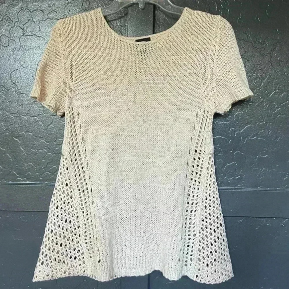 Bobeau Crochet Knit Pullover Cream Top Size Small - Picture 3 of 11